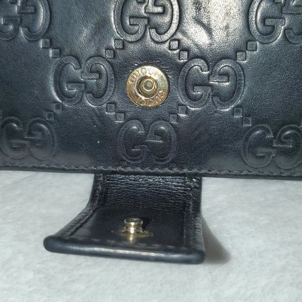 Gucci Black Guccissima Leather Flap Continental Wallet - Picture 5 of 16